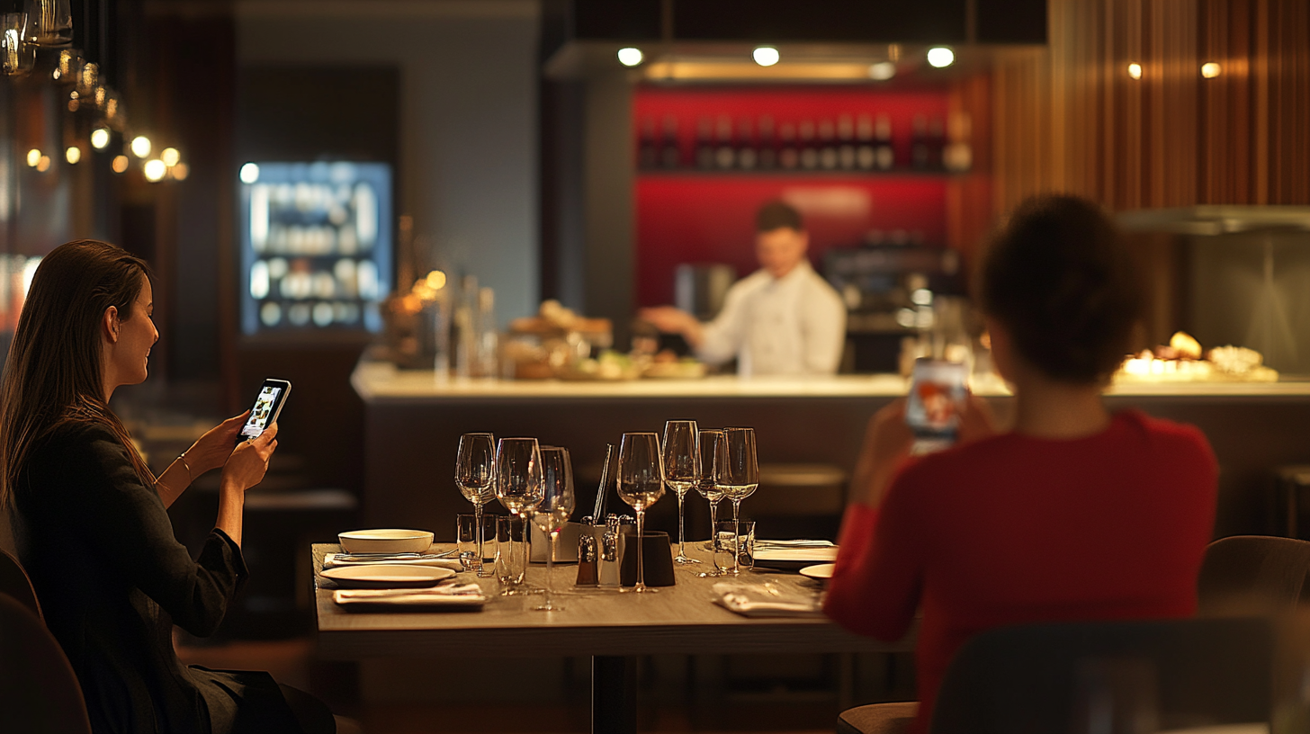 Upscale Dublin restaurant with diners enjoying gourmet meals, showcasing a strong online presence through positive reviews and digital engagement.